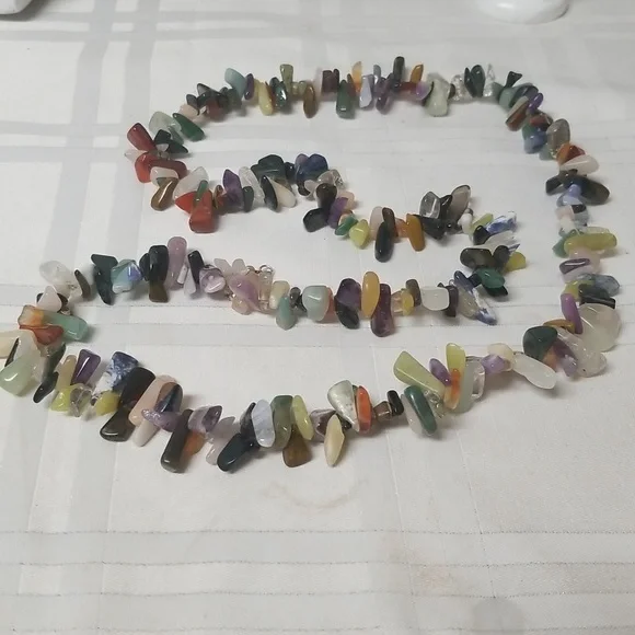 AUTHENTIC MULTI GEM NECKLACE 925 Sterling Silver Clasp, all like new J#50 - Picture 3 of 6